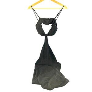 Fashion Nova Womens Black Fishnet Maxi Dress with Adjustable Straps Size S